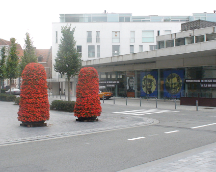 TerraCottem Universal çiçek kulelerinde, Minderbroederplein, Oudenaarde, Belçika.