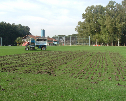TerraCottem Turf application via Drill & Fill at A.F.A Asociación de Fútbol Argentina.