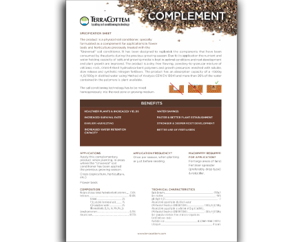 TerraCottem complement specification sheet